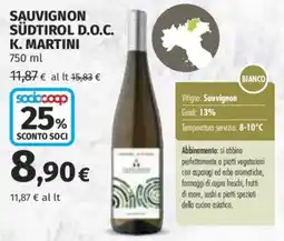 Ipercoop Sauvignon Südtirol D.O.C. K. Martini offerta