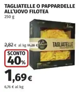 Ipercoop Tagliatelle o pappardelle all'uovo filotea offerta
