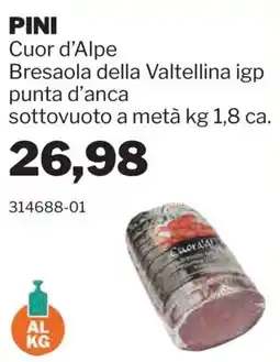 GrosMarket PINI Cuor d'Alpe Bresaola della Valtellina igp punta d'anca offerta