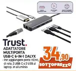 Ipercoop Trust adattatore multiporta usb-c 6-in-1 dalyx offerta