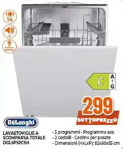 Ipercoop Lavastoviglie a scomparsa totale DeLonghi DGL6P52CSH offerta
