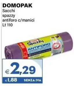Boningros Cash and Carry Domopak sacchi spazzy antiforo c/manici offerta