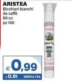 Boningros Cash and Carry Aristea Bicchieri bianchi da caffè offerta