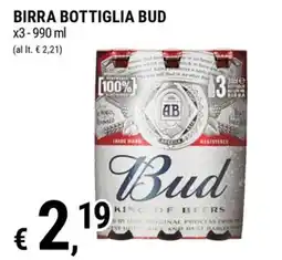 Tre Valli Supermercato Birra bottiglia Bud offerta