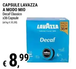 Tre Valli Supermercato Capsule Lavazza a modo mio Decaf Classico offerta