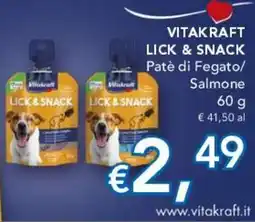 Migross Supermercati e Market Vitakraft Lick & Snack Patè di Fegato/Salmone offerta