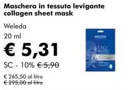 NaturaSì Maschera in tessuto levigante collagen sheet mask Weleda offerta