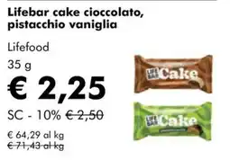 NaturaSì Lifebar cake cioccolato, pistacchio vaniglia offerta