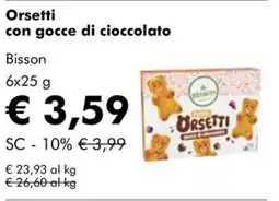 NaturaSì Orsetti con gocce di cioccolato Bisson offerta