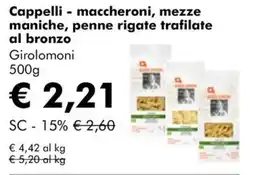 NaturaSì Cappelli - maccheroni, mezze maniche, penne rigate trafilate al bronzo Girolomoni offerta