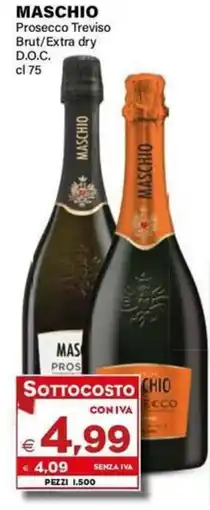 Boningros Cash and Carry Maschio Prosecco Treviso Brut/Extra dry D.O.C. offerta