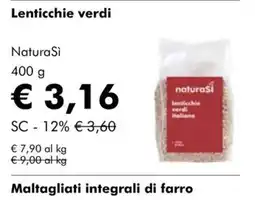NaturaSì Lenticchie verdi NaturaSi offerta