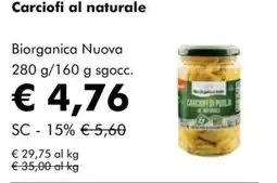 NaturaSì Carciofi al naturale Biorganica Nuova offerta