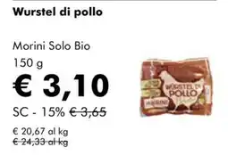 NaturaSì Wurstel di pollo Morini Solo Bio offerta
