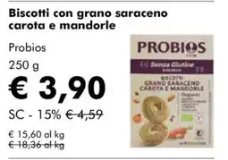 NaturaSì Biscotti con grano saraceno carota e mandorle Probios offerta