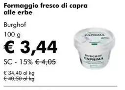 NaturaSì Formaggio fresco di capra alle erbe Burghof offerta