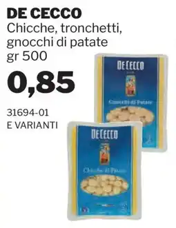 GrosMarket De Cecco chicche, tronchetti, gnocchi di patate offerta