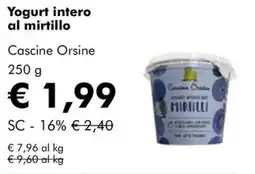 NaturaSì Yogurt intero al mirtillo Cascine Orsine offerta
