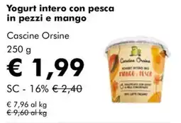 NaturaSì Yogurt intero con pesca in pezzi e mango Cascine Orsine offerta