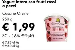 NaturaSì Yogurt intero con frutti rossi a pezzi Cascine Orsine offerta