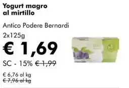NaturaSì Yogurt magro al mirtillo Antico Podere Bernardi offerta