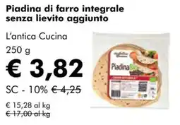 NaturaSì Piadina di farro integrale senza lievito aggiunto L'antica Cucina offerta