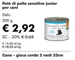 NaturaSì Patè di pollo sensitive junior per cani Defu offerta