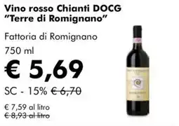 NaturaSì Vino rosso Chianti DOCG "Terre di Romignano" Fattoria di Romignano offerta