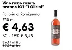 NaturaSì Vino rosso rosato toscano IGT "I Glicini" Fattoria di Romignano offerta