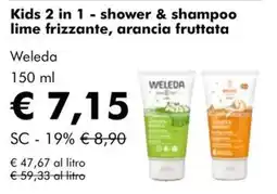 NaturaSì Weleda Kids 2 in 1 shower & shampoo lime frizzante, arancia fruttata offerta