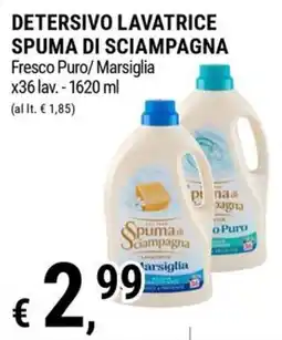 Tre Valli Supermercato Detersivo lavatrice spuma di sciampagna fresco puro/marsiglia offerta