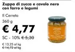 NaturaSì Zuppa di zucca e cavolo nero con farro e legumi Il Cerreto offerta