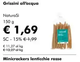 NaturaSì Grissini all'acqua NaturaSi offerta