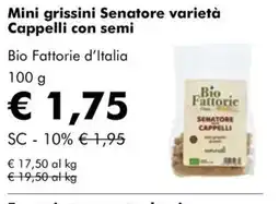 NaturaSì Mini grissini Senatori varietà Cappelli con semi Bio Fattorie d'Italia offerta
