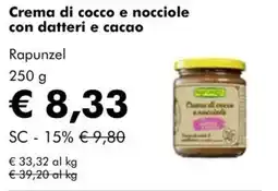NaturaSì Crema di cocco e nocciole Rapunzel offerta