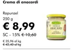 NaturaSì Crema di anacardi Rapunzel offerta