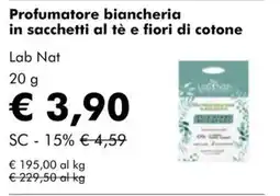 NaturaSì Profumatore biancheria in sacchetti al tè e fiori di cotone Lab Nat offerta