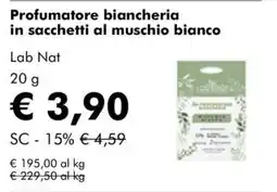 NaturaSì Profumatore biancheria in sacchetti al muschio bianco Lab Nat offerta