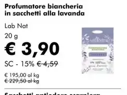 NaturaSì Profumatore biancheria in sacchetti alla lavanda Lab Nat offerta