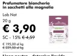 NaturaSì Profumatore biancheria in sacchetti alla magnolia Lab Nat offerta