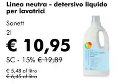 NaturaSì Lavatrice detergente liquido Sonett offerta