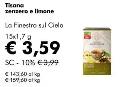 NaturaSì Tisana zenzero e limone La Finestra sul Cielo offerta