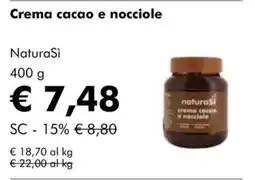 NaturaSì Crema cacao e nocciole NaturaSi offerta