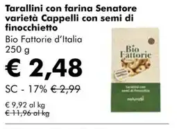 NaturaSì Tarallini con farina Senatore varietà Cappelli con semi di finocchietto Bio Fattorie d'Italia offerta