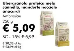 NaturaSì Ubergranola proteica mela cannella, mandorle nocciole anacardi Ambrosiae offerta