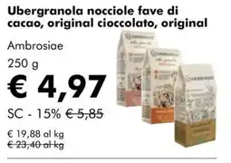 NaturaSì Ubergranola nocciole fave di cacao, original cioccolato, original Ambrosiae offerta