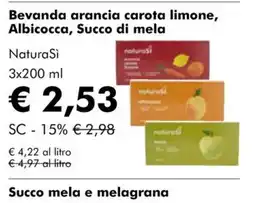NaturaSì Bevanda arancia carota limone, Albicocca, Succo di mela naturaSi offerta