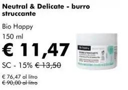 NaturaSì Neutral & Delicate - burro struccante Bio Happy offerta
