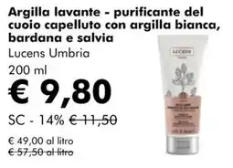 NaturaSì Argilla lavante purificante del cuoio capelluto con argilla bianca, bardana e salvia Lucens Umbria offerta