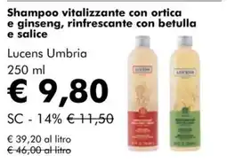 NaturaSì Shampoo vitalizzante con ortica e ginseng, rinfrescante con betulla e salice Lucens Umbria offerta